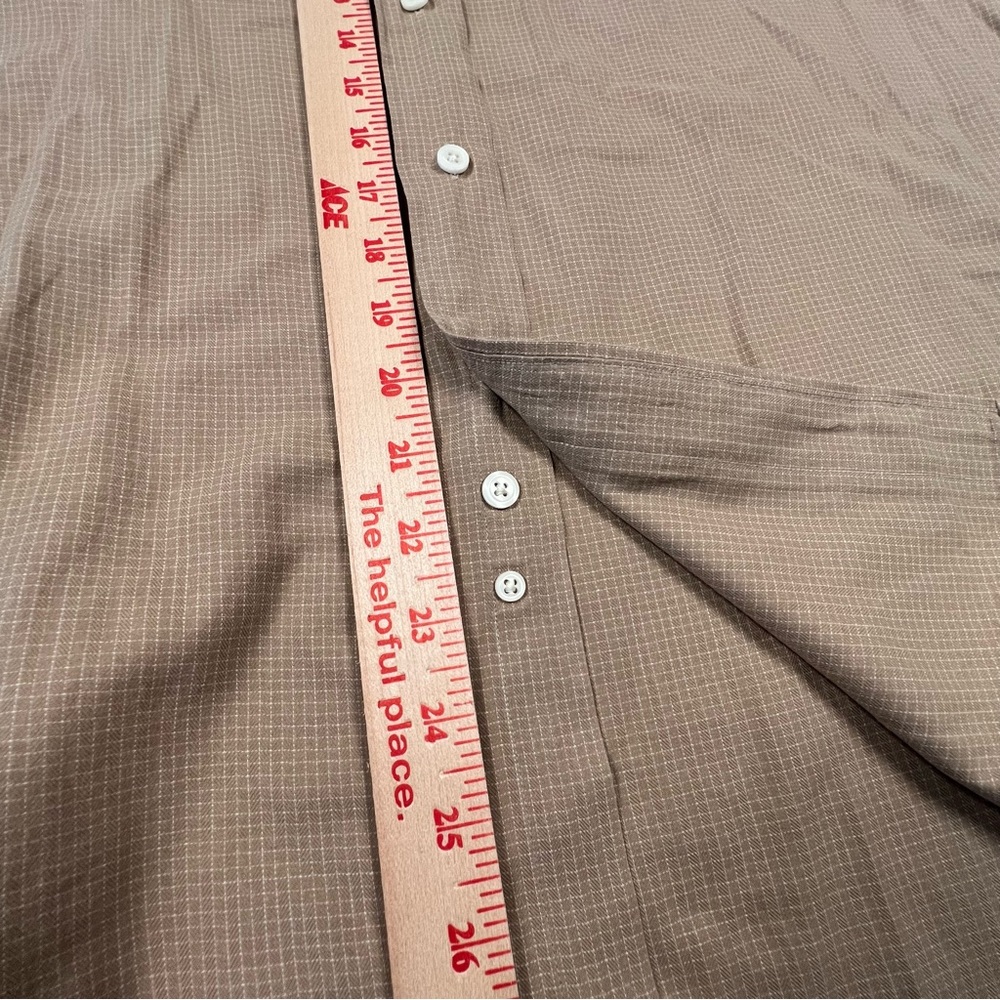 Brooks Brothers Button Down Tan White Grid Check Cotton Dress Shirt Men's Large - Picture 9 of 10
